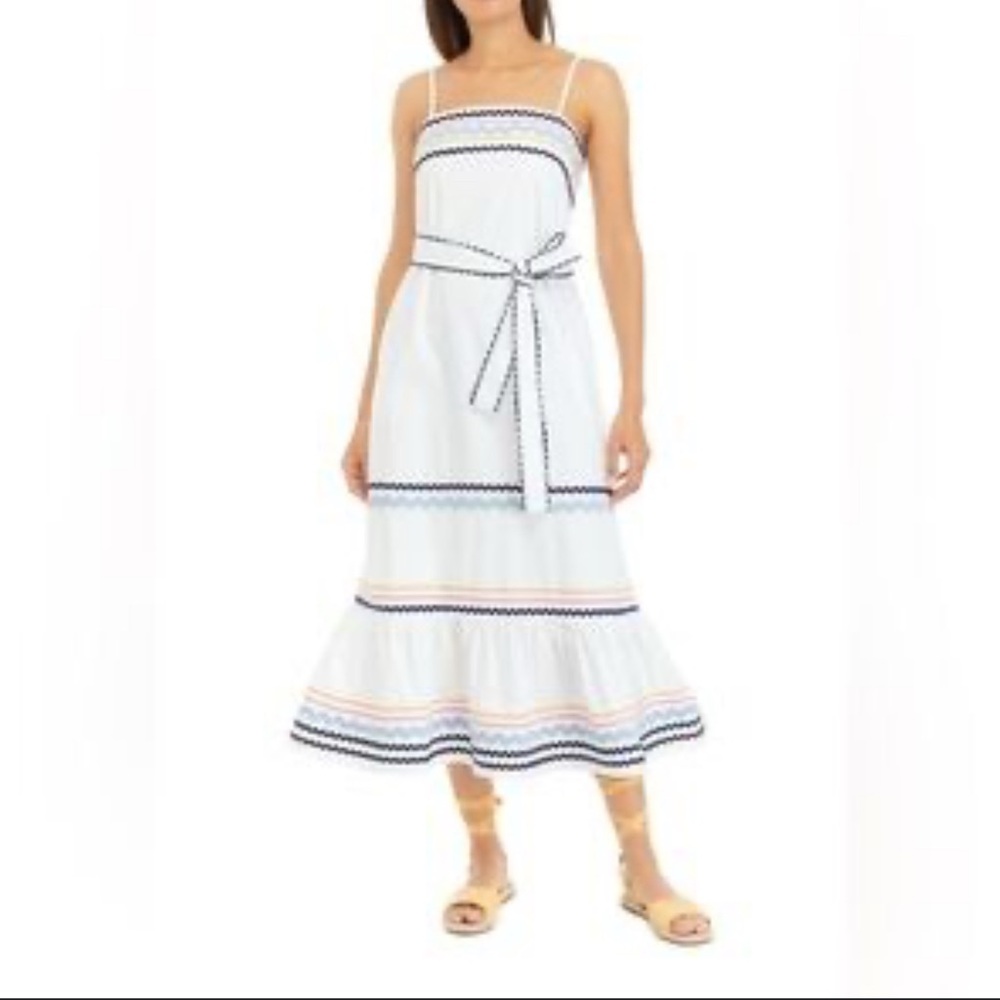 White and Blue Striped Women's Dress